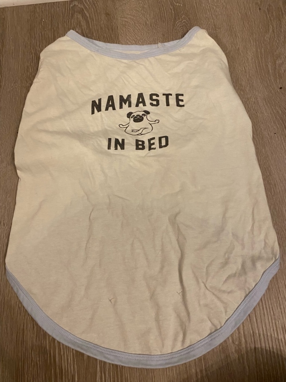 Cute dog t shirt 'Namaste in Bed'